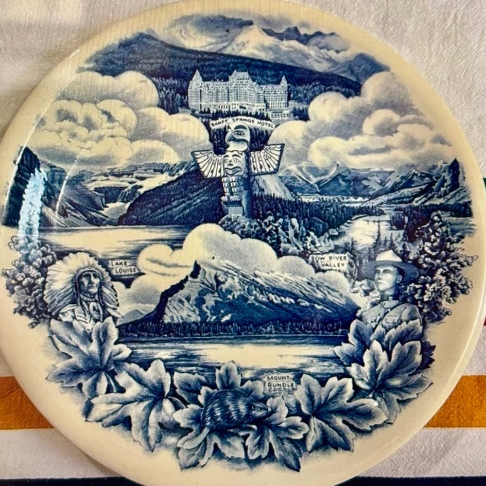 Johnson Bros Porcelain Hudson's Bay Souvenir Of Banff, AB Canada 10" Plate 1950s
